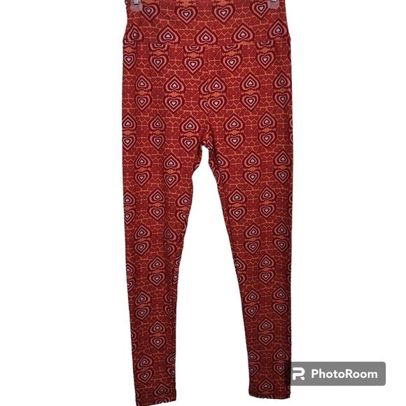 LuLaRoe Pink And Red Hearts Leggings - Picture 1 of 4